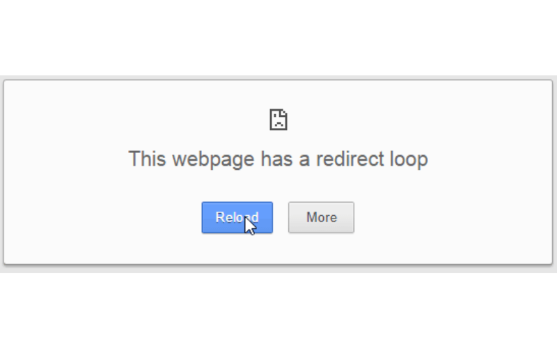 The website has a redirect loop